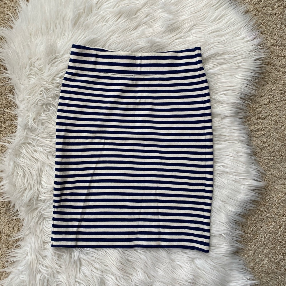 {Madewell} Striped Downtown Knit Pencil Skirt Navy and White - Women’s XS